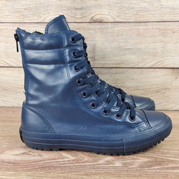 Converse Shoes - Converse Chuck Taylor Women's Size 8 Leather Navy Zip High Strap Shoes Sneaker